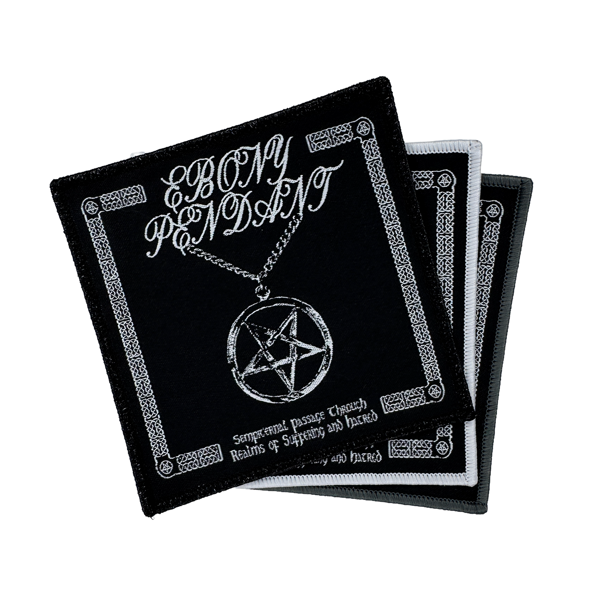 Temporal Dimensions Patches Ebony Pendant Sempiternal Passage Through Realms of Suffering and Hatred Woven Patches