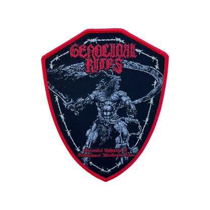 Temporal Dimensions Patches Genocidal Rites Genocidal Upheaval of Subservient Abrahamic Law Red Border Woven Patch