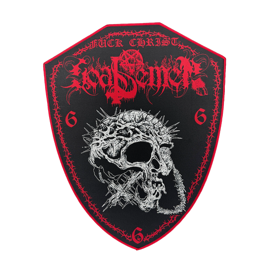 Temporal Dimensions Patches Goat Semen Fuck Christ Red Border Woven Backpatch