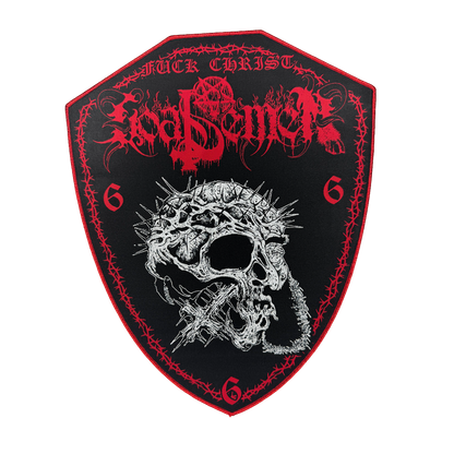 Temporal Dimensions Patches Goat Semen Fuck Christ Red Glitter Border Woven Backpatch