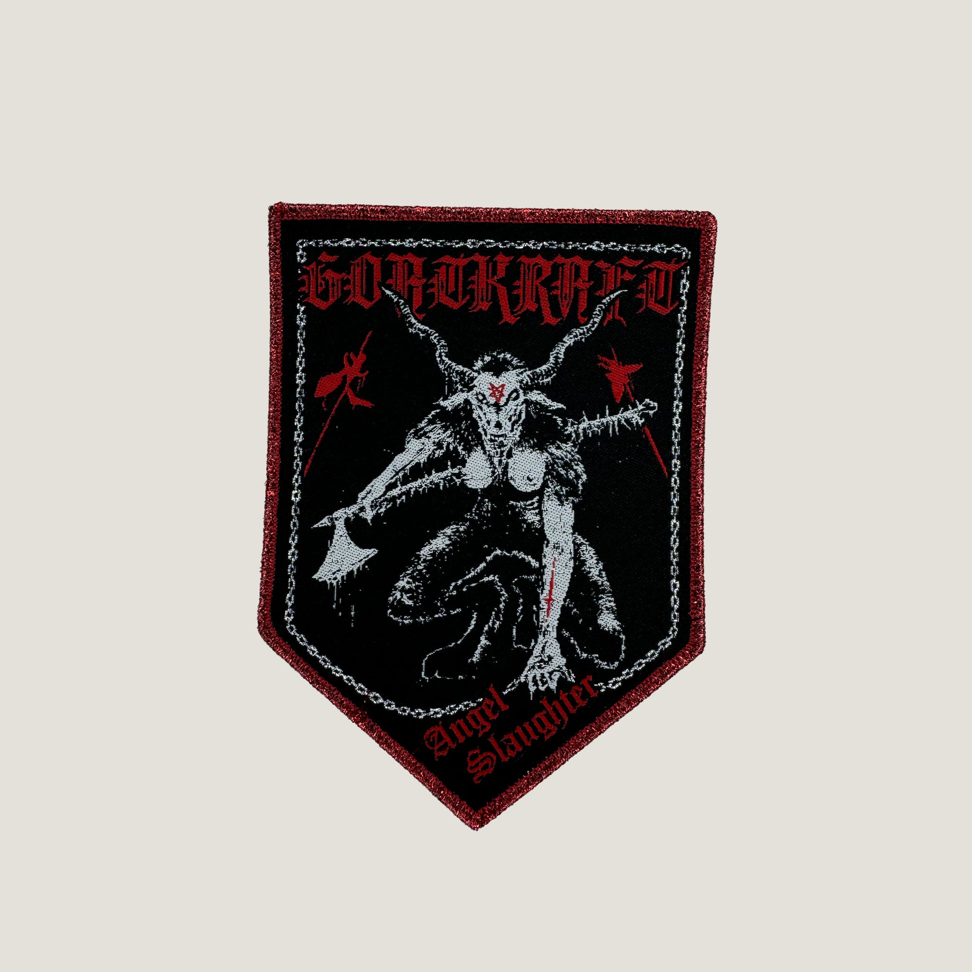 Temporal Dimensions Patches Goatkrat Angel Slaughter Red Glitter Border Woven Patch