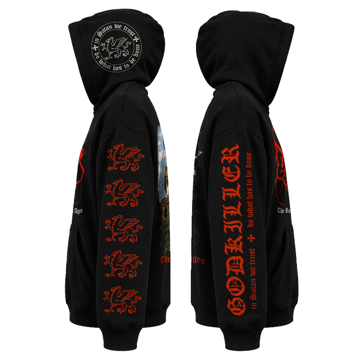 Temporal Dimensions Patches Godkiller The Rebirth of the Middle Ages Pullover Hoodie Sides