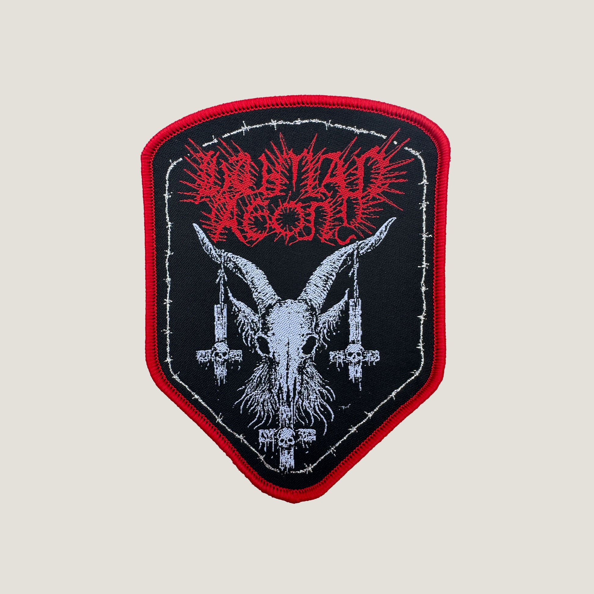 Temporal Dimensions Patches Human Agony Unification Through Disabrahamic Terrorism Red Border Woven Patch