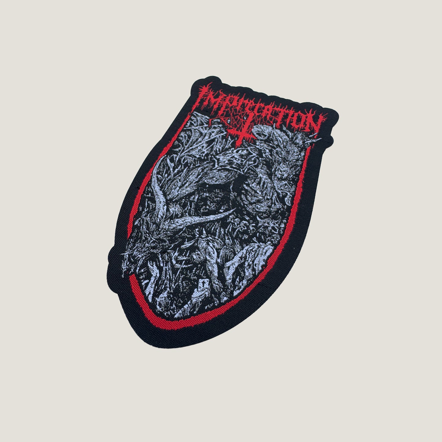 Temporal Dimensions Patches Imprecation Damnatio ad Bestias Laser Cut Metal Woven Patch