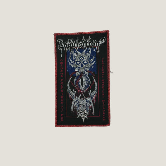 Temporal Dimensions Patches Inquisition Ominous Doctrines of the Perpetual Mystical Macrocosm Red Glitter Border Woven Patch