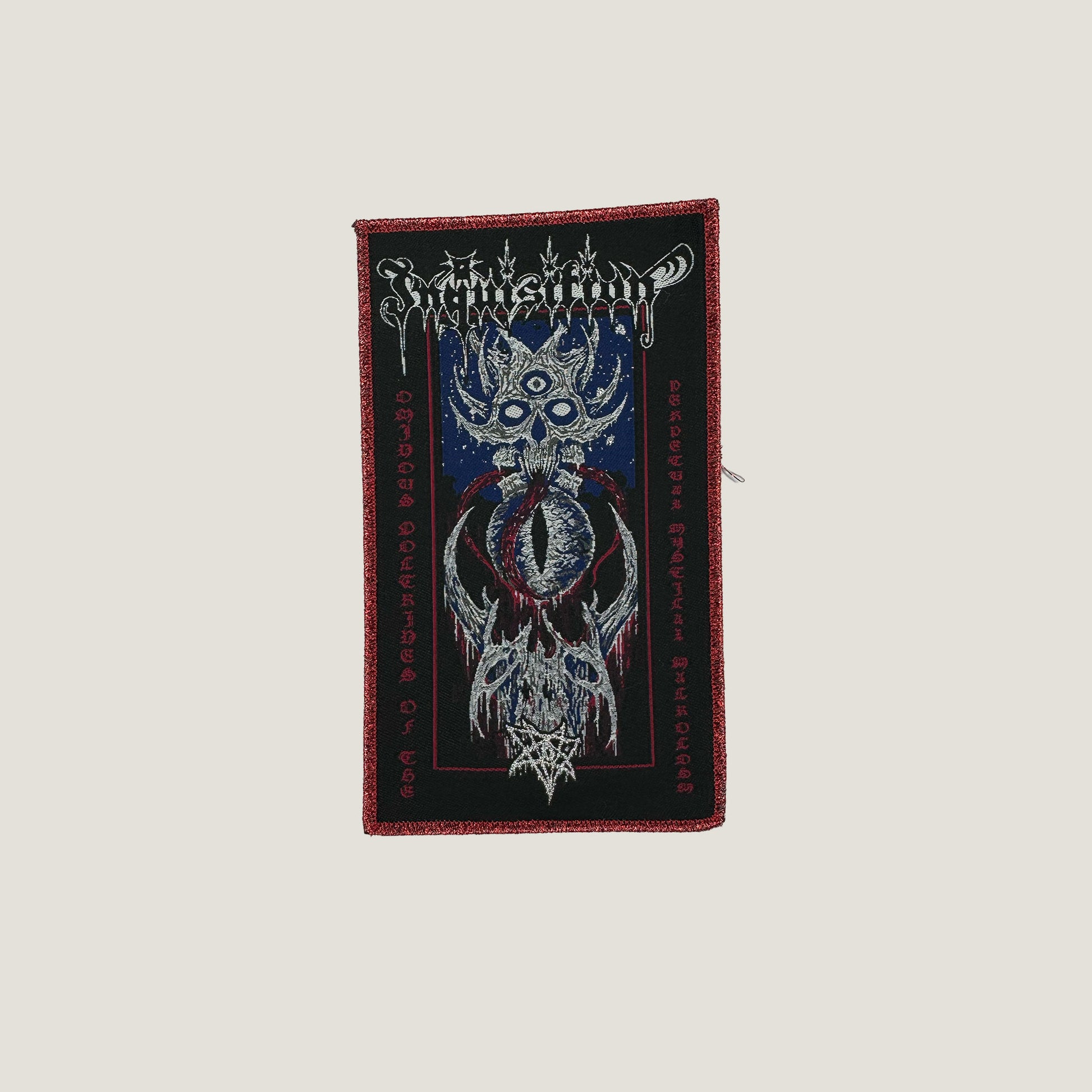 Temporal Dimensions Patches Inquisition Ominous Doctrines of the Perpetual Mystical Macrocosm Red Glitter Border Woven Patch