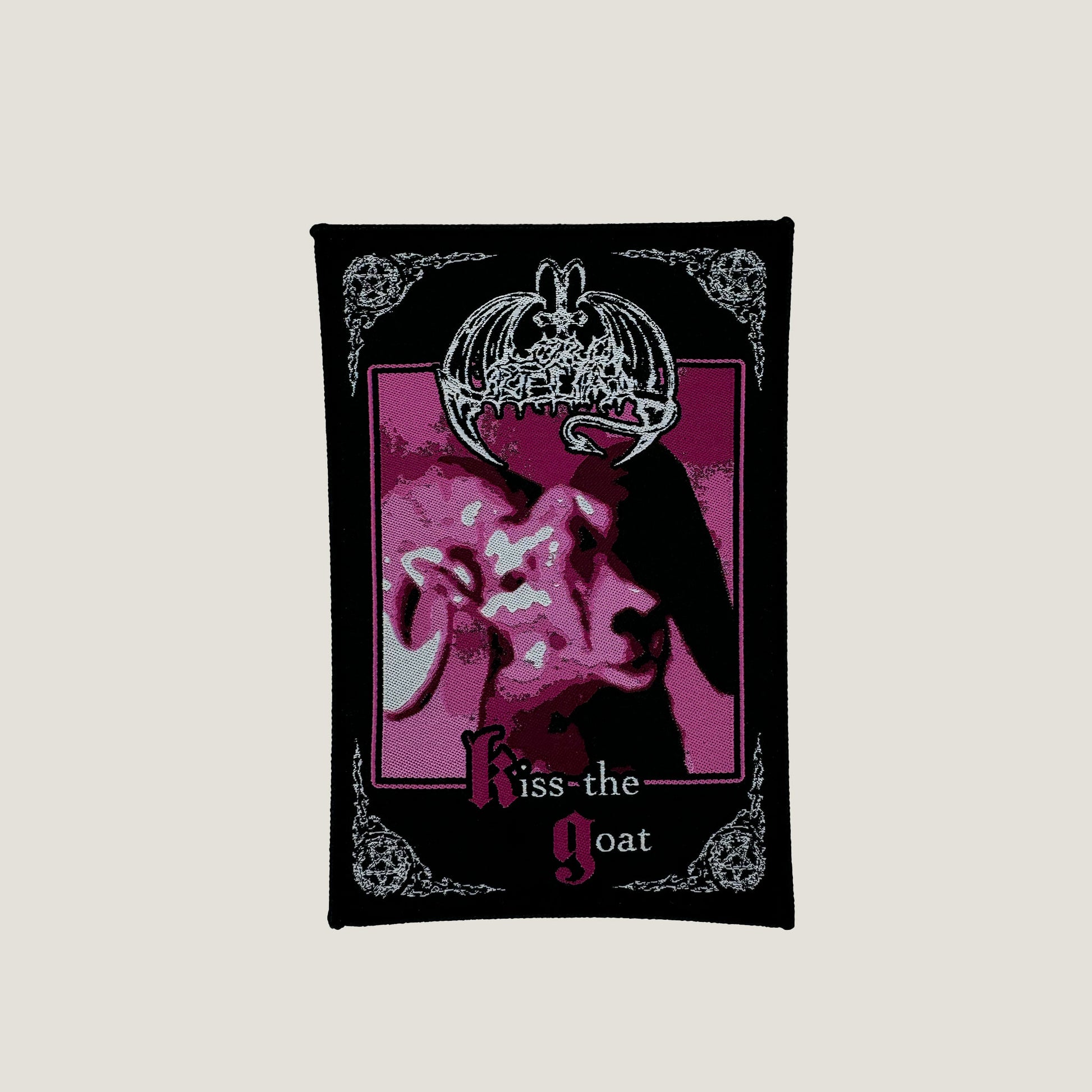 Temporal Dimensions Patches Lord Belial Kiss the Goat Black Pink Border Woven Patch