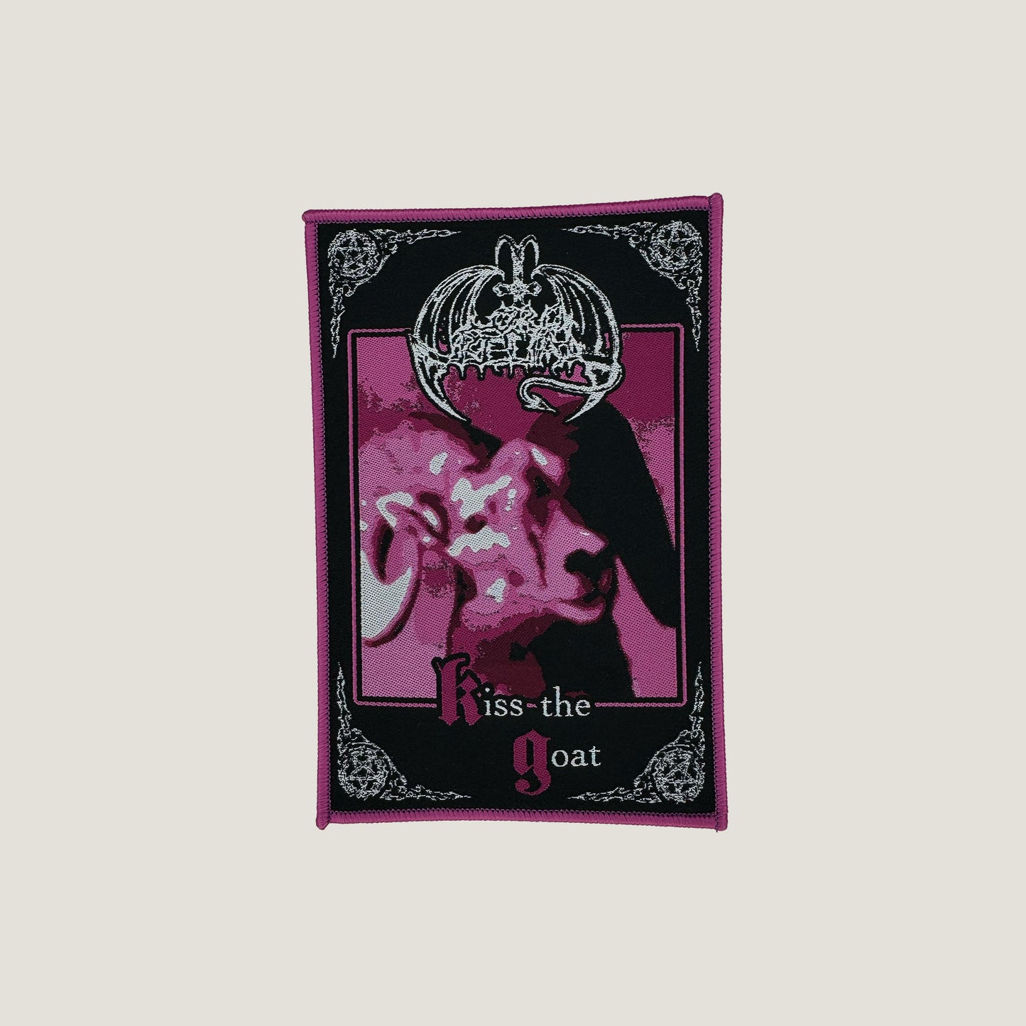 Temporal Dimensions Patches Lord Belial Kiss the Goat Pink BorderWoven Patch