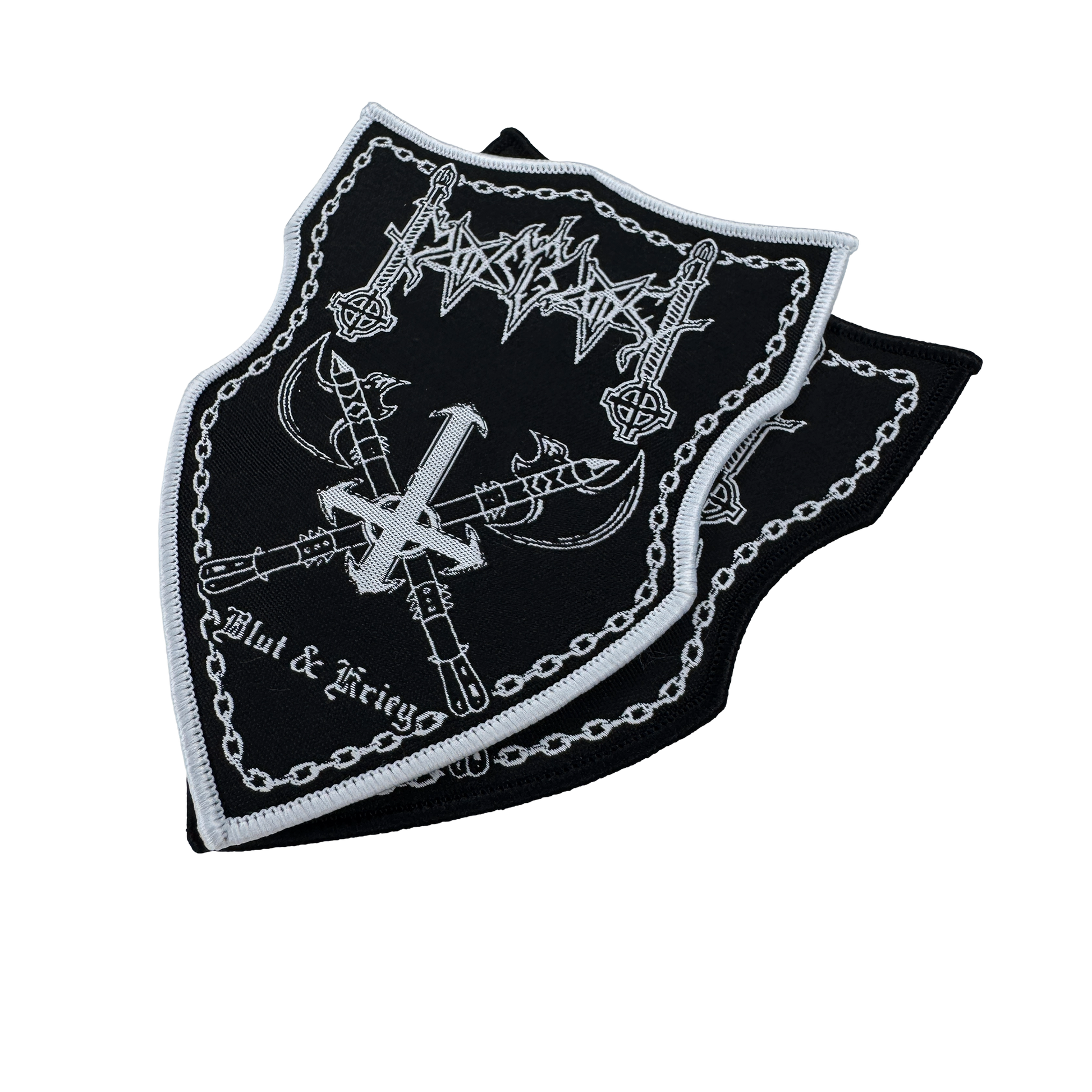 Temporal Dimensions Patches Moonblood Blut and Krieg Metal Woven Patches