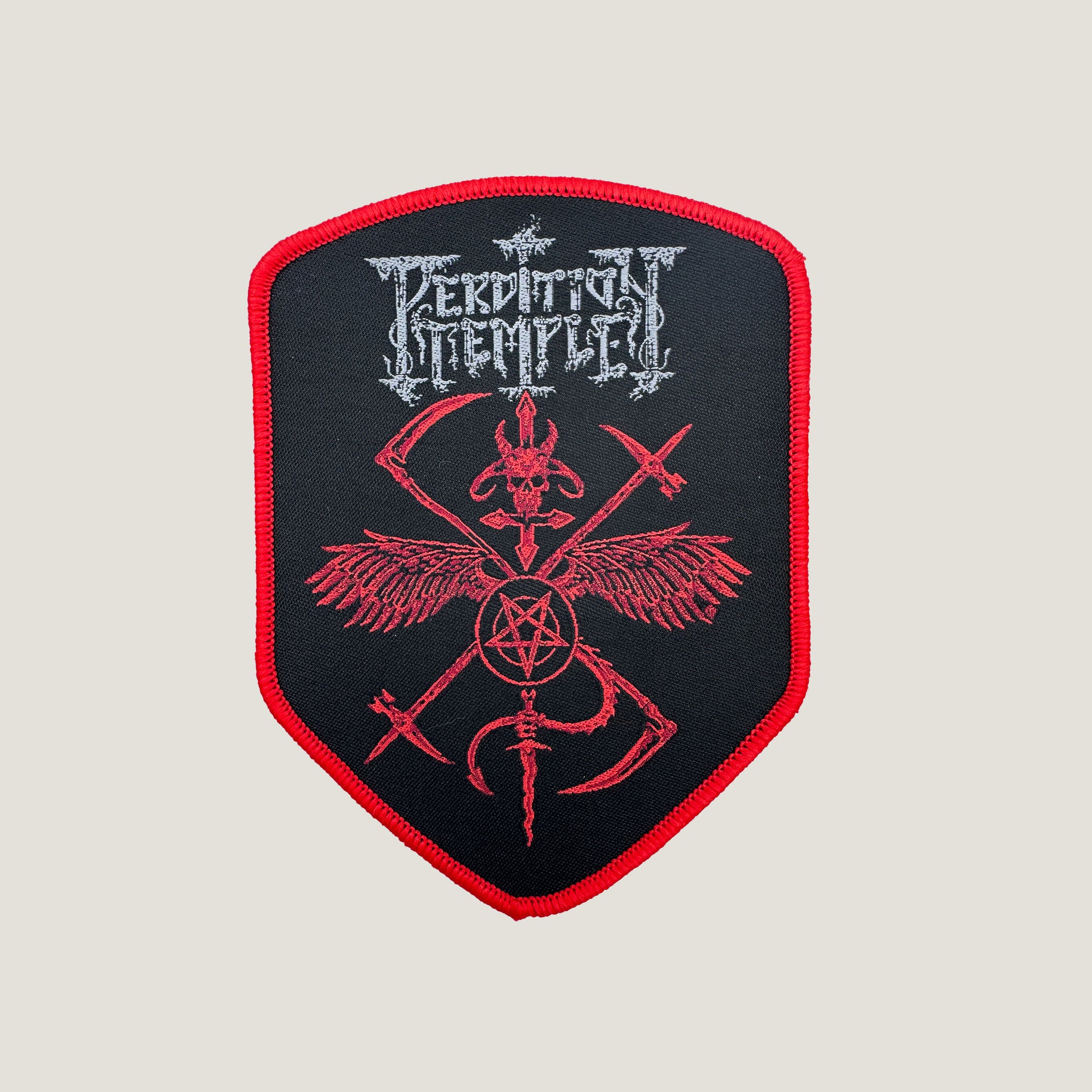Temporal Dimensions Patches Perdition Temple Edict of the Antichrist Elect Red Border Woven Patch
