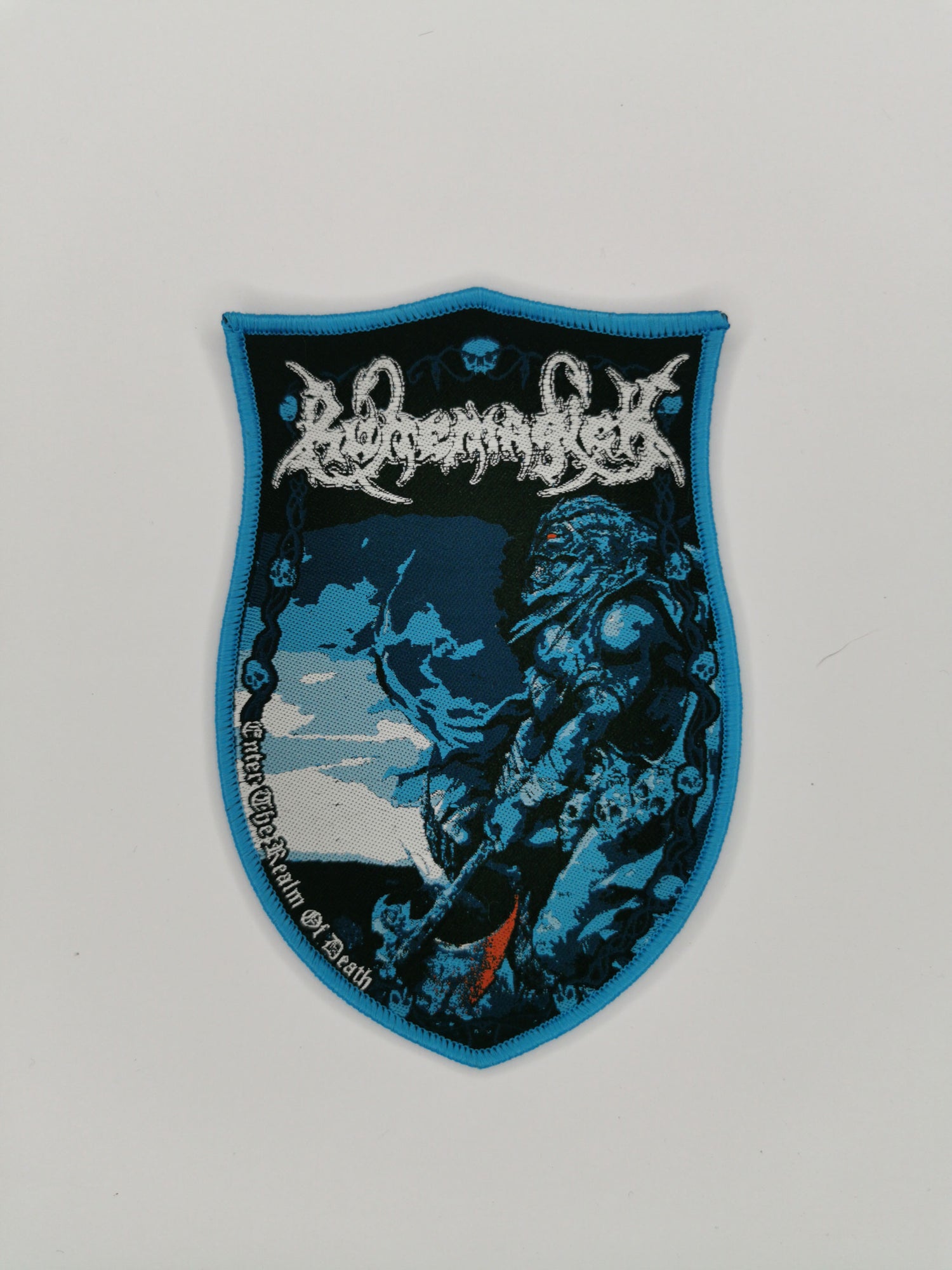 Temporal Dimensions Patches Runemagick Enter the Realm of Death Metal Blue Border Woven Patch