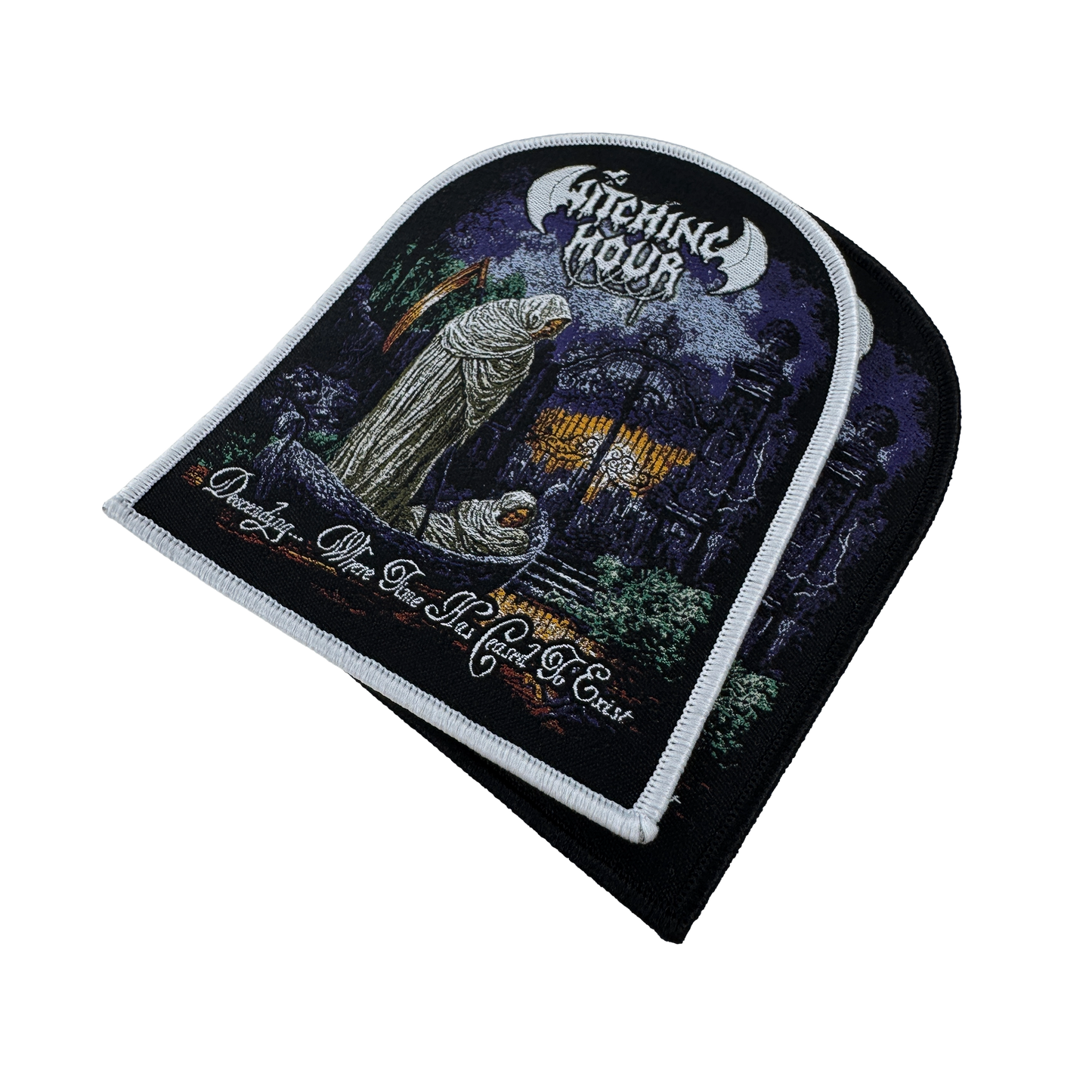 Temporal Dimensions Patches Witching Hour Descending Where Time Has Ceased to Exist Metal Woven Patches