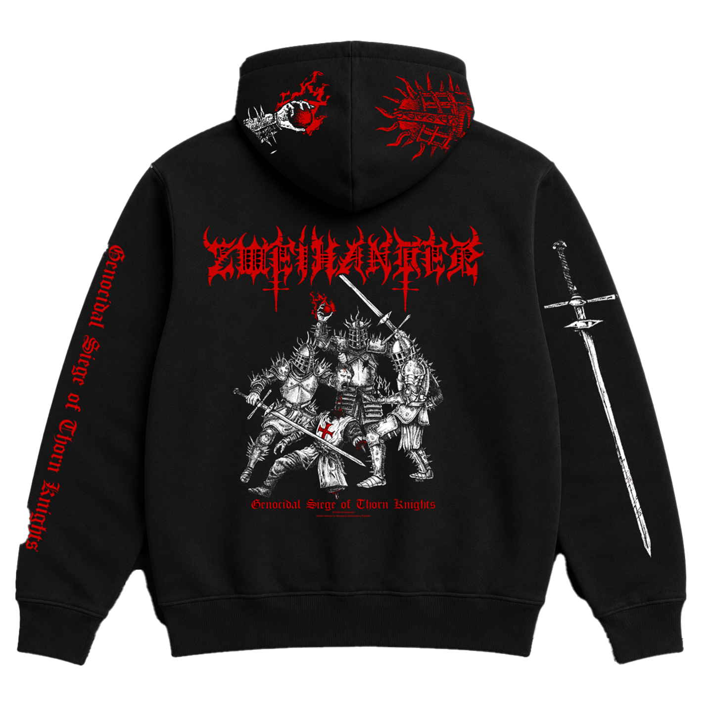 Temporal Dimensions Patches Zweihander Genocidal Siege of Thorn Knights Pullover Hoodie Back