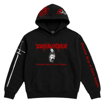 Temporal Dimensions Patches Zweihander Genocidal Siege of Thorn Knights Pullover Hoodie Front