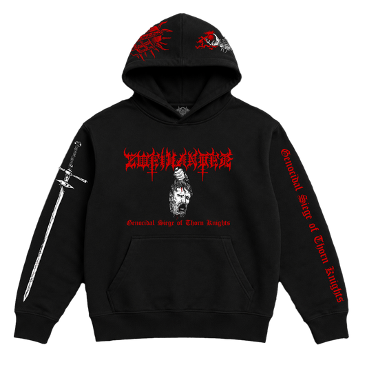 Temporal Dimensions Patches Zweihander Genocidal Siege of Thorn Knights Pullover Hoodie Front