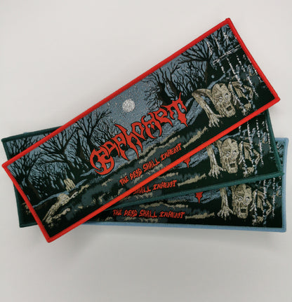 Baphomet The Death Shall Inherit Woven Strip Battle Vest Patches Old School Death Metal