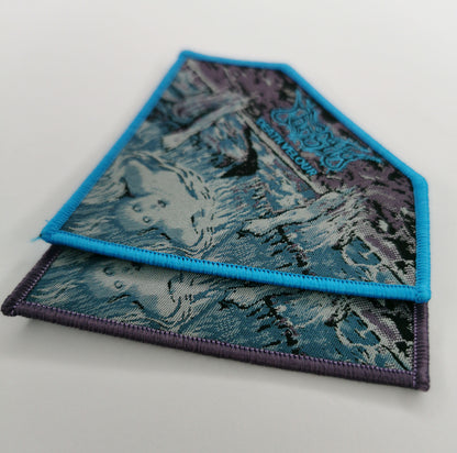 Ghastly Death Velour Light Blue and Purple Border Woven Metal Patches Finnish Death Metal