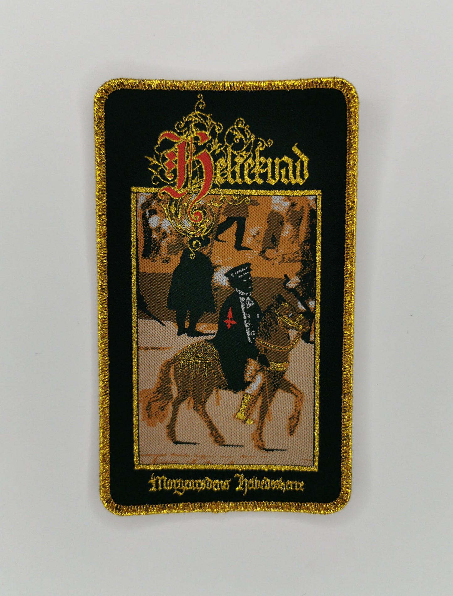 Heltekvad Morgenrødens Helvedesherre Golden Glitter Border Woven Patch Danish Medieval Black Metal