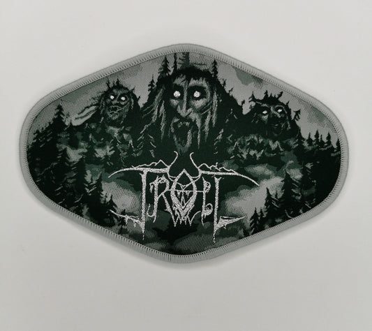 Troll Tilbake Til Trollberg Gray Border Woven Patch Norwegian Black Metal