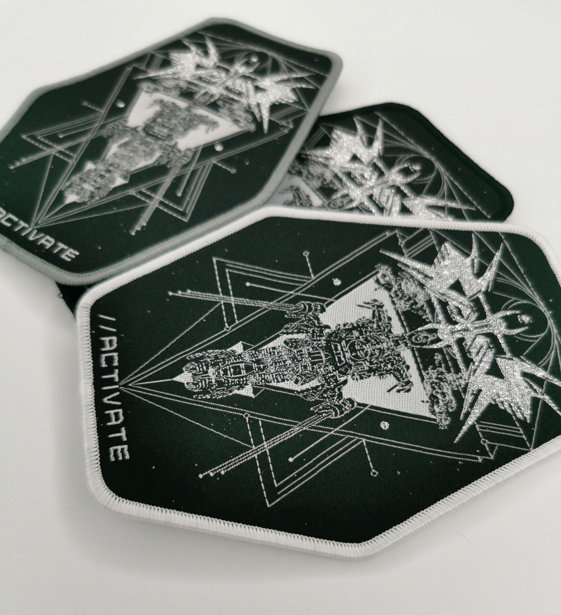 Vektor Activate Gray, White and Black Border Woven Metal Patches Progressive Thrash Metal